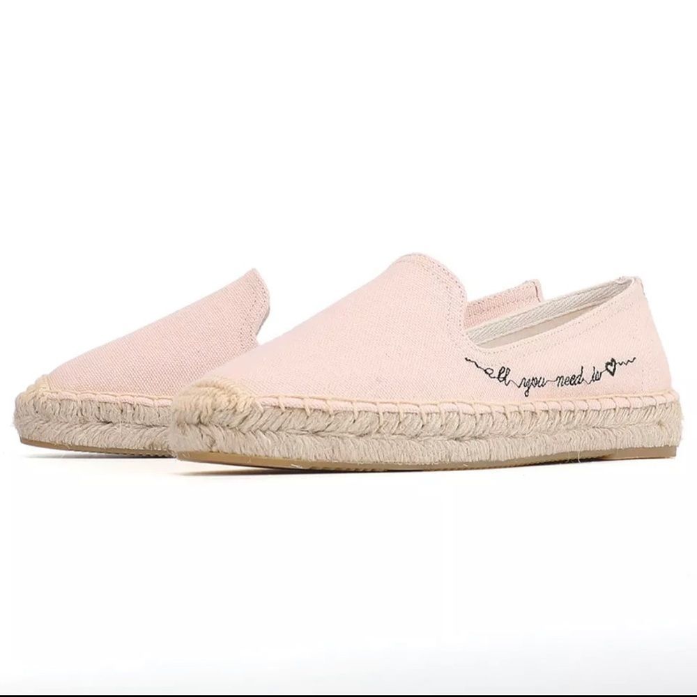 EUC  « all you need is love » espadrilles